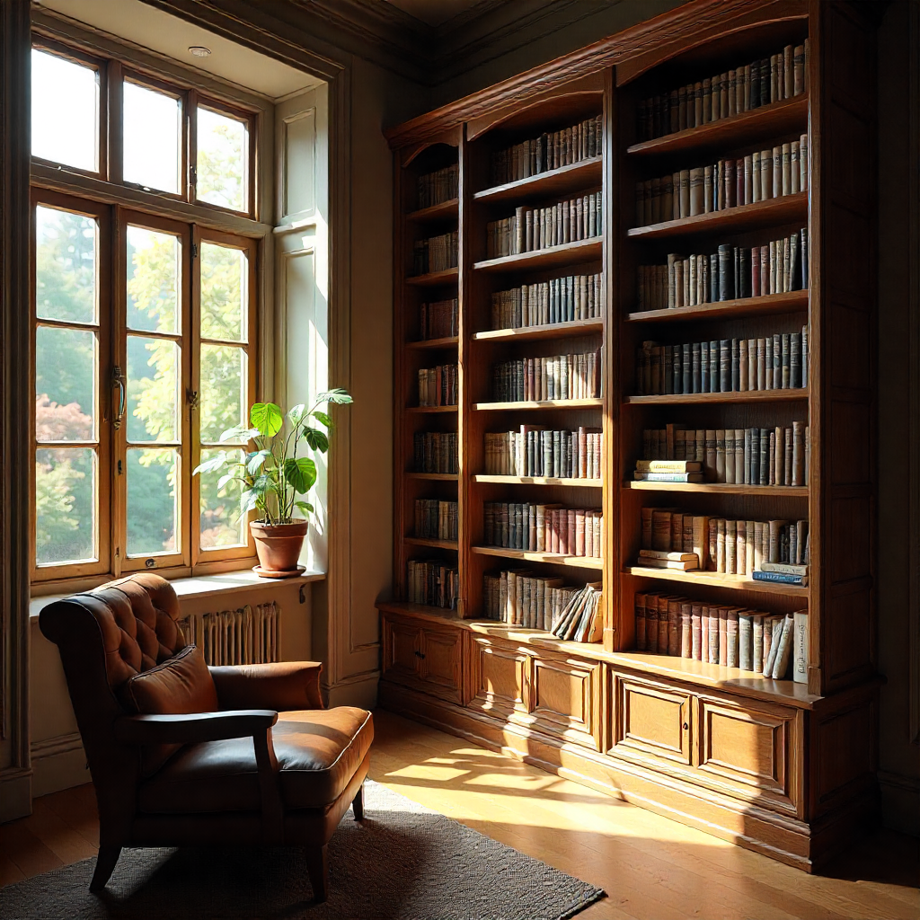 Skräddarsydd bokhylla i valnöt